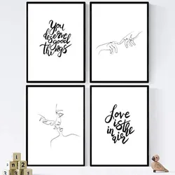 POSTER Set mit 4 ‚Liebe in der Luft‘ A3 Schwarzer Rahmen