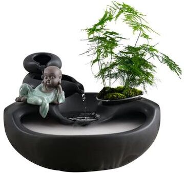 Inspired Finds Ceramic Cat Water Fountain Creative Desktop Waterfall & Indoor Pet Fountain large Bonsai Basin Fountain (31cm) White