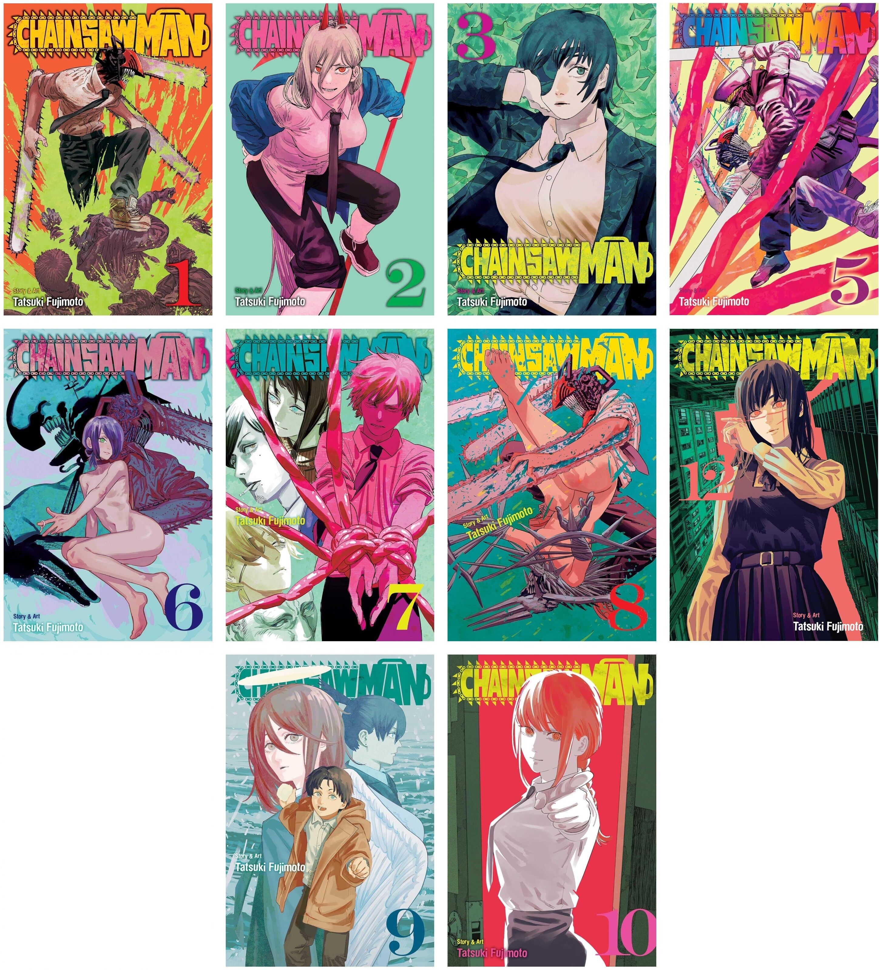 Viz Media Chainsaw Man 10 Books Collection Set by Tatsuki Fujimoto (Vol 1, 2, 3, 5, 6, 7, 8, 9, 10, 12)