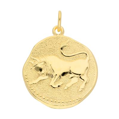 Kettenanhänger ADELIA´S "333 Gold Sternzeichen Anhänger Stier Ø 18,2 mm", gold, Schmuckanhänger, Damen, Stier, Gold, Kettenanhänger, Goldschmuck für Damen & Herren