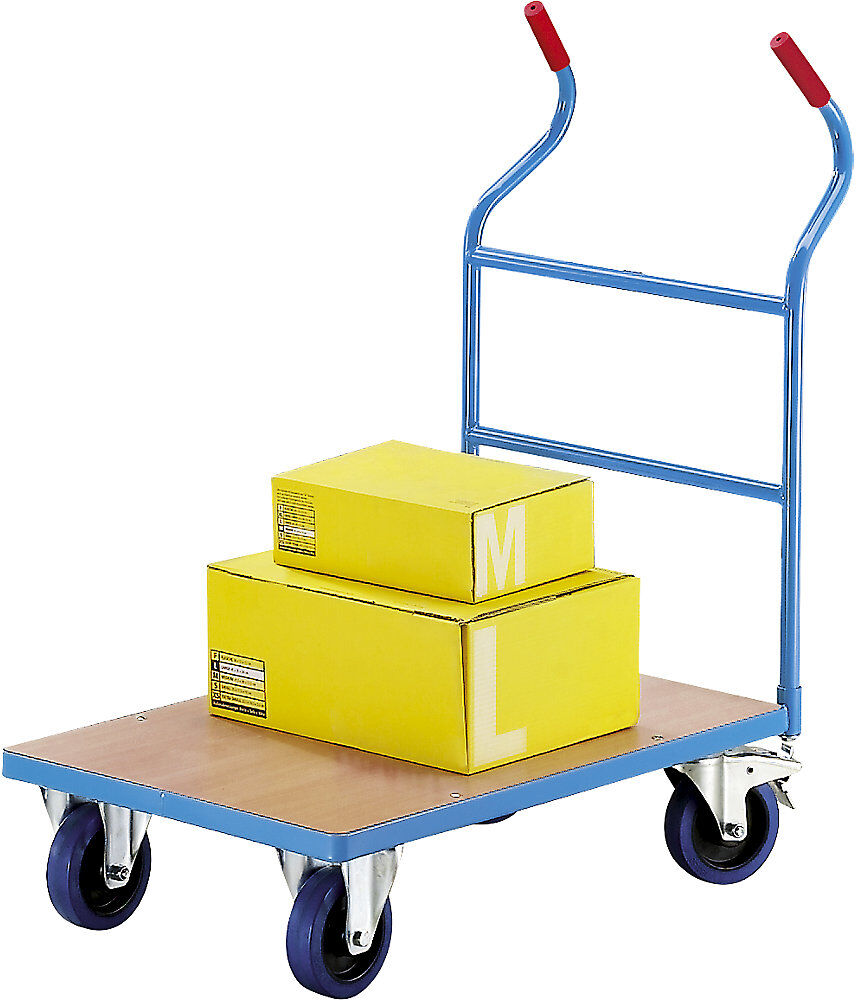 Plattformwagen, mit Schiebebügel, Ladehöhe 235 mm eurokraft pro