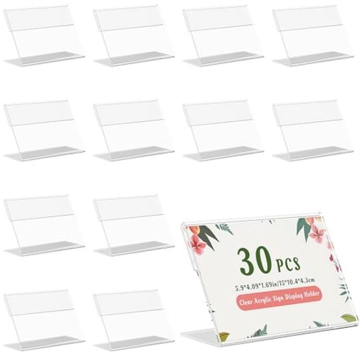 30 Transparante acryl labelhouders voor winkels en supermarkten
