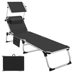 tectake Aluminium Sonnenliege Aurelie gepolstert, klappbar  Schwarz