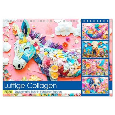 Luftige Collagen. Zauberhafte Tiere in fröhlichen Farben (Wandkalender 2026 DIN A4 quer), CALVENDO Monatskalender
