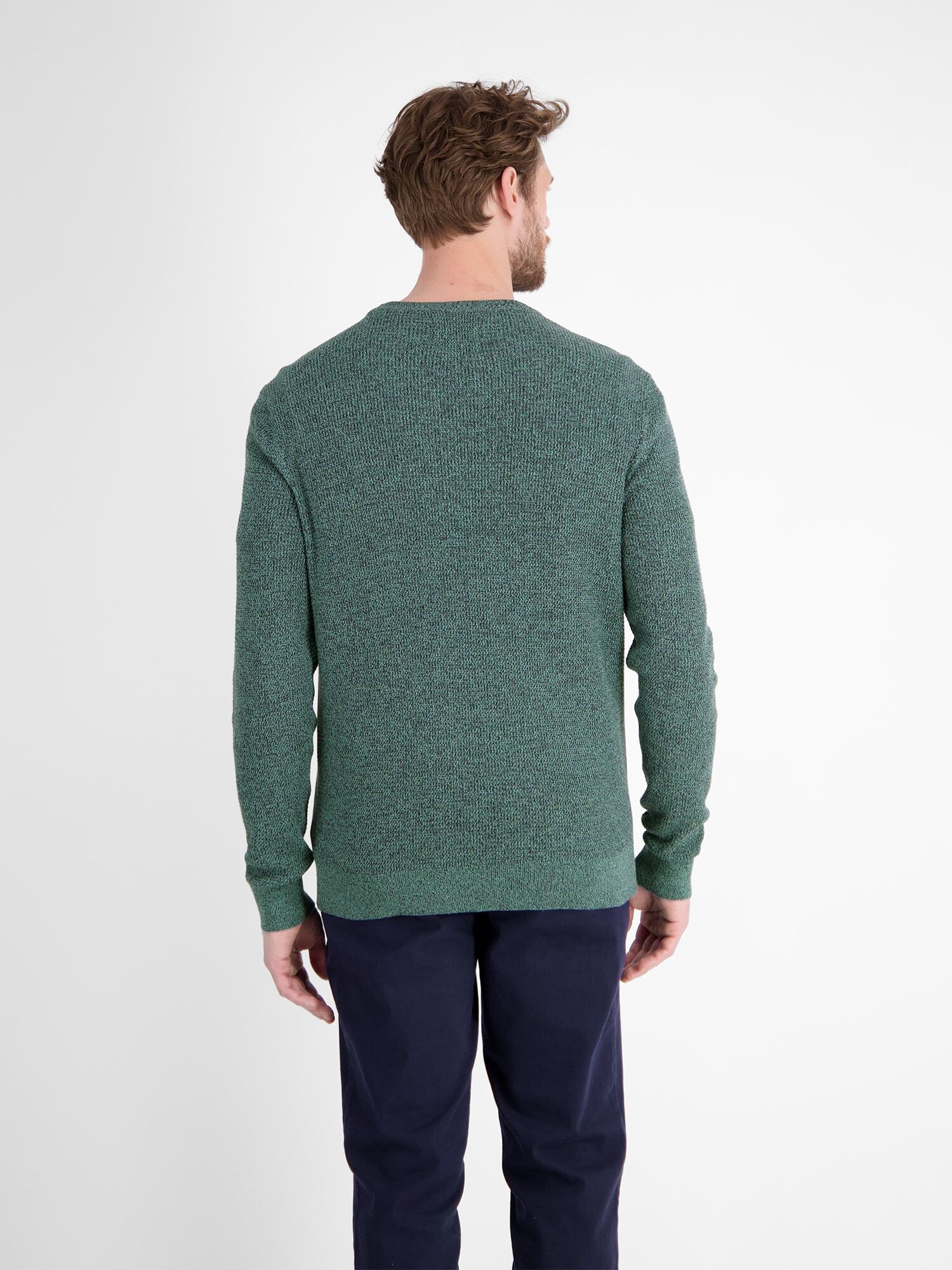 Strickpullover LERROS "Herren Strickpullover in Strukturqualität", Herren, Gr. S, blau (fjord blau), 100% Baumwolle, Rundhals, Pullover Strickpullover fjord blau S