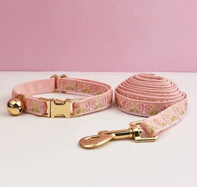 Uplift Picks Personalized Cute Cat Collar And Leash Set With Engraved ID Tag And Bell pink (collar + Leash) 16 26 Cm (neck)