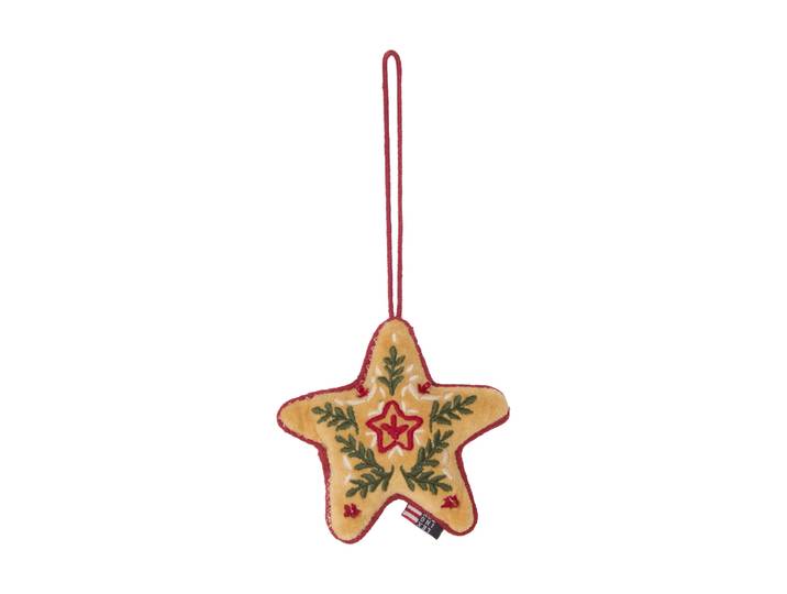 Lexington Suspension de Noël Star en velours de coton biologique Multi, 10x11x3 cm