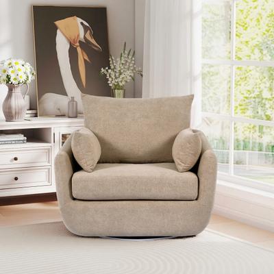 Rotatable Sherpa Fleece Single Chair Equipped with 3-Tone Adjustable Base LED Strip Lights