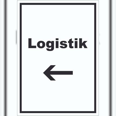 HB-Druck Logistik Aufkleber mit Text und Richtungspfeil links Transport Versand hochkant A6 (105x148mm)
