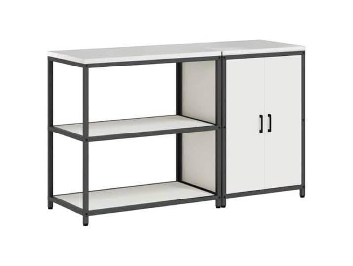 KUPTYERFG Küchenschrank Set 2-teilig Stahl Anrichte Weiß HATTEM Robuste 2-teilige Modul-Anrichte aus kaltgewalztem Stahl für die Outdoor-Küche, Terrasse oder den Wintergarten.