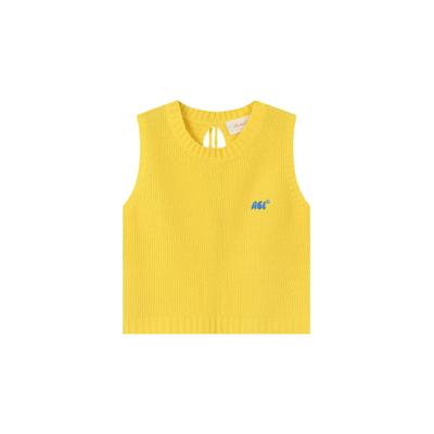Strickweste ANOTHER COTTON LAB "Another Cotton Lab ACL WMN Knit Vest", Damen, Gr. L, gelb, 100% Baumwolle, Rundhals, Westen Strickweste