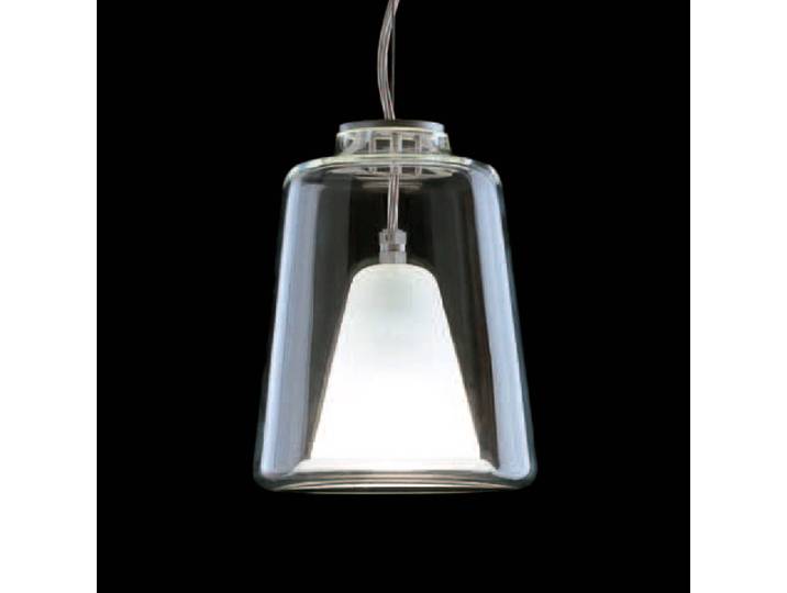 Oluce Glas Hängelampe LANTERNA, dimmbar, klar / transparent, für Wohn- / Esszimmer, Glas, Design, Pendelleuchte
