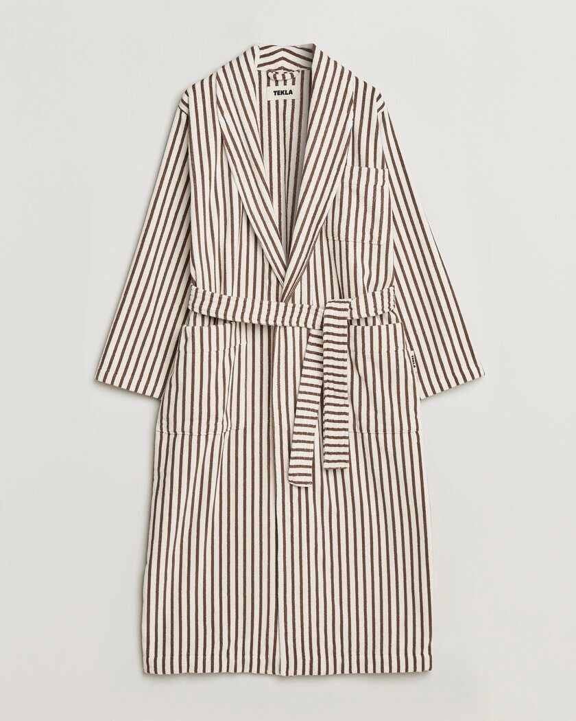 Tekla Organic Terry Classic Bathrobe Kodiak Stripes