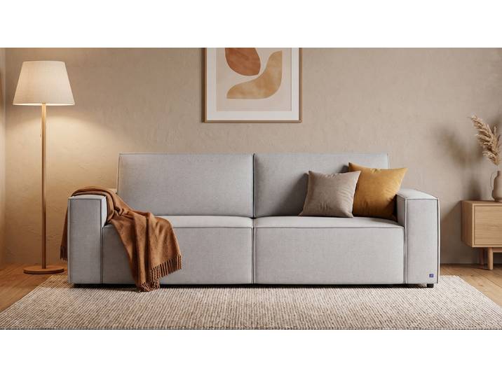 LOUNGE Schlafsofa in Silber Grau von BRUNO Großzügig & seitlich ausklappbar