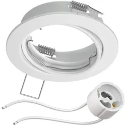 ledscom.de Decken-Einbaurahmen FERE Einbaurahmen weiß schwenkbar (LED/Halogen/GU10/MR16/PAR16/50mm) inkl. GU10 Fassung