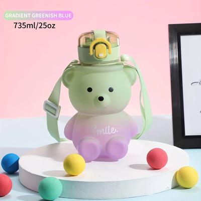 Uplifted Goods Cute Bear Portable Water Bottle green 25oz