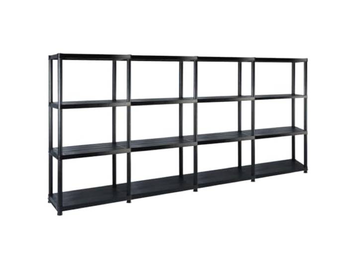 GBCDSWBR Lagerregal 4 Böden Kunststoff Schwarz 61x30,5x130 cm Robustes Steckregal, TÜV GS zertifiziert, Werkzeuglose Montage