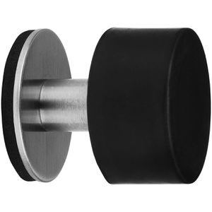SO-TECH Türstopper Hektor 125241, Gummi/Edelstahl, für die Wand, selbstklebend, silber, 4 x 4cm