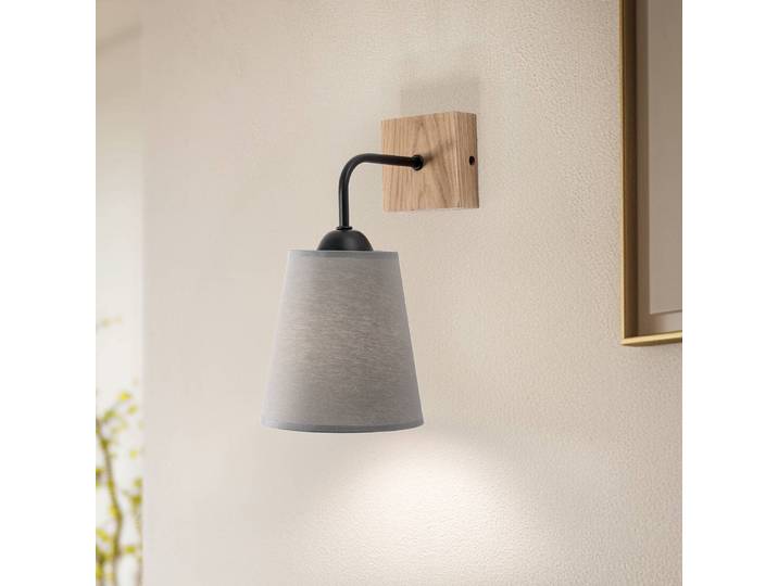 Wandleuchte Risco Lamkur, dimmbar, alu / grau / zink, für Wohn- / Esszimmer, Textil / Stoff / Seide