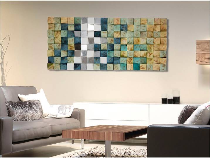 Holzbild CASABLANCA BY GILDE Yesil rechteckig , silber (farbe bild(er): grün, silberfarben, weiß), B:123,5cm H:55cm T:7,5cm, Holzwerkstoff, Bilder, Holzbild