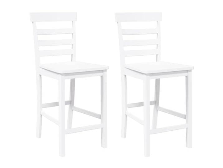 POUFGDR Barhocker, 2-teilig, aus massivem Gummibaumholz, Weiß Ergonomische Rückenlehne, robustes massives Gummibaumholz, elegante weiße Oberfläche, für Esszimmer oder Wohnzimmer