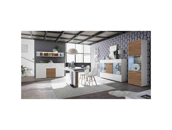 Buffet 177 x 98 x 42cm Blanc/Blanc/Chêne sauvage