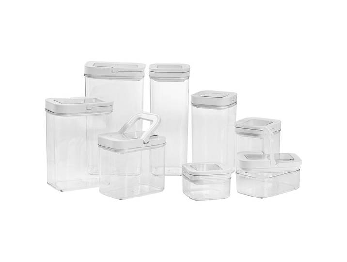 Homeware Profession. Vorratsdosenset, Weiß, Kunststoff, 8-teilig, 0.45 l, Lfgb, lebensmittelecht, stapelbar, Küchenzubehör, Vorratsbehälter, Vorratsdosen