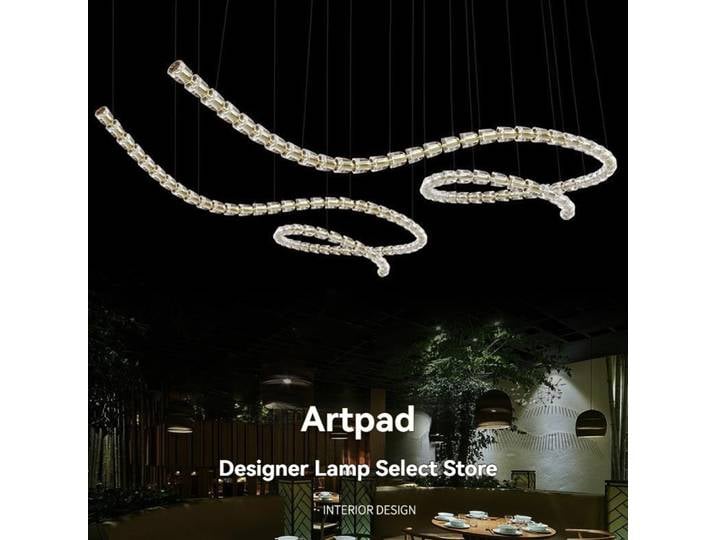 Lustre Collier à Chaînes Multiples Réglables avec Perles en Cristal Acrylique, Longueur Personnalisable pour Salon et Villa