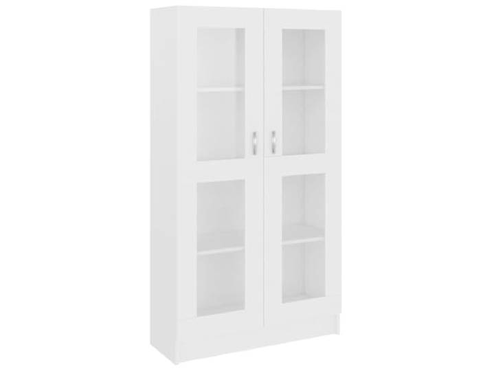 KGHERMDF Vitrinenschrank Weiß 82,5x30,5x150 cm Holzwerkstoff 4 Fächer, 2 Türen, Robust, Vielseitig, Feucht Abwischbar