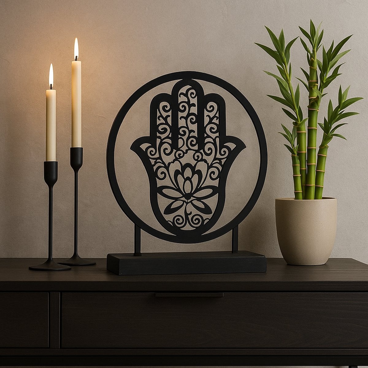 Pracht Hamsa Hand Decoratie van Metaal - 35 cm