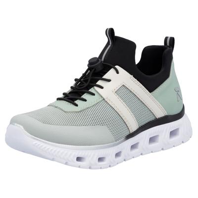 Slip-On Sneaker RIEKER, Damen, Gr. 41, Textil, grün (mint kombiniert), Lederimitat, Textil, Schuhe Sneaker, Sportschuh, Halbschuh, Freizeitschuh in veganer Verarbeitung