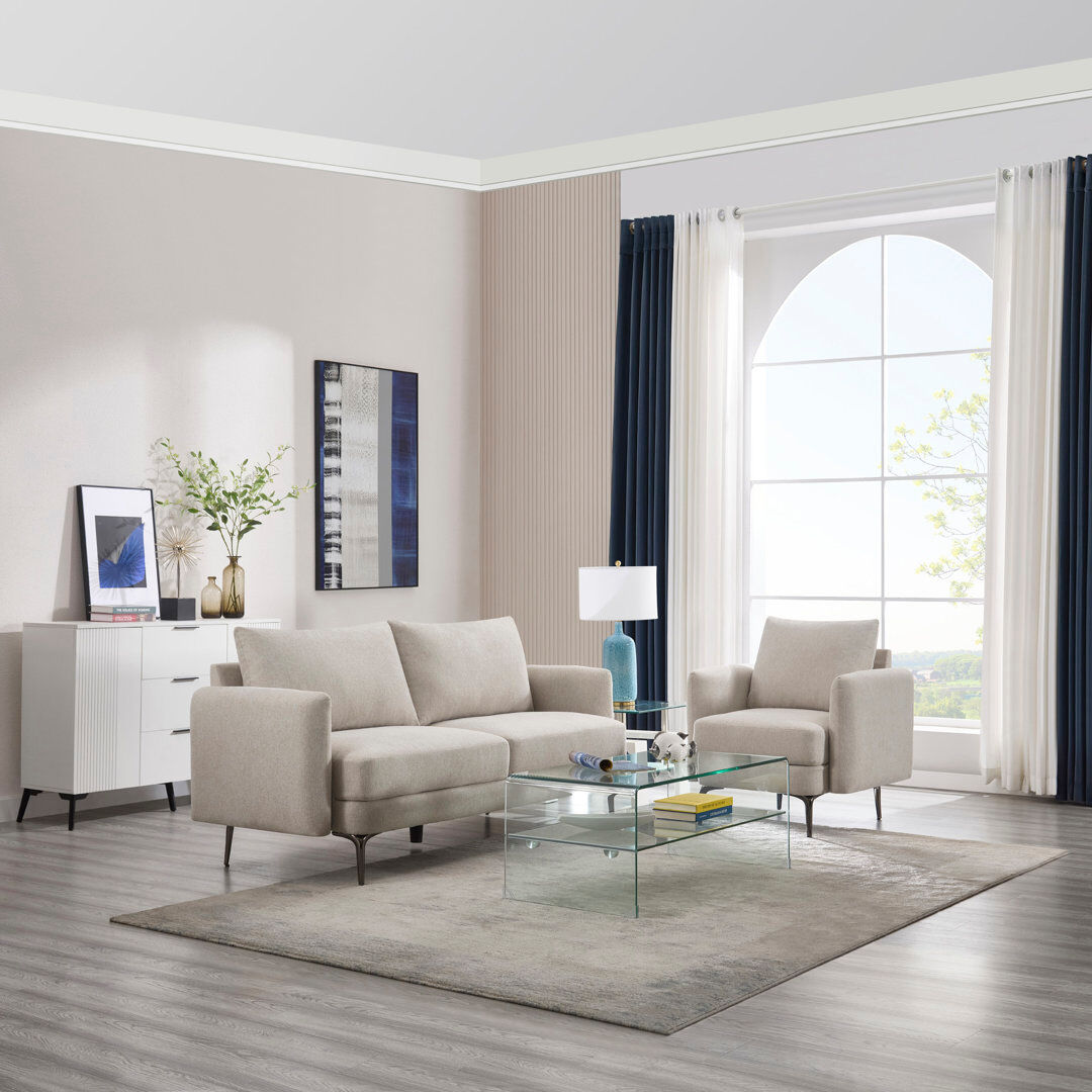 Metro Sofia 1+3 Seater Fabric Sofa Set Beige 2