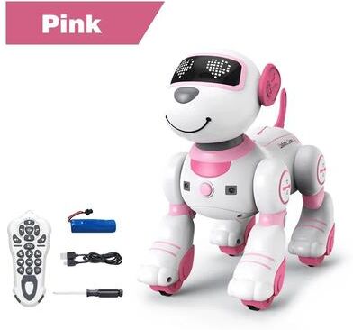 Uplift Treasures Smart RC Robot Dog Toy For Kids With Dancing Stunts & Interactive Remote Control pink (1 Battery)