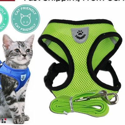 The Cart Load Adjustable Cat Dog Harness, Reflective Control Vest, Leash For Dogs, Pet Safety green xl