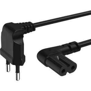 Hama Netzkabel 223284, 2-polig, 3 m, Eurostecker / Doppelnut-Buchse, abgewinkelt