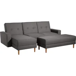 FUNKTIONSSOFA mit Hocker Kattie Flachgewebe anthrazit