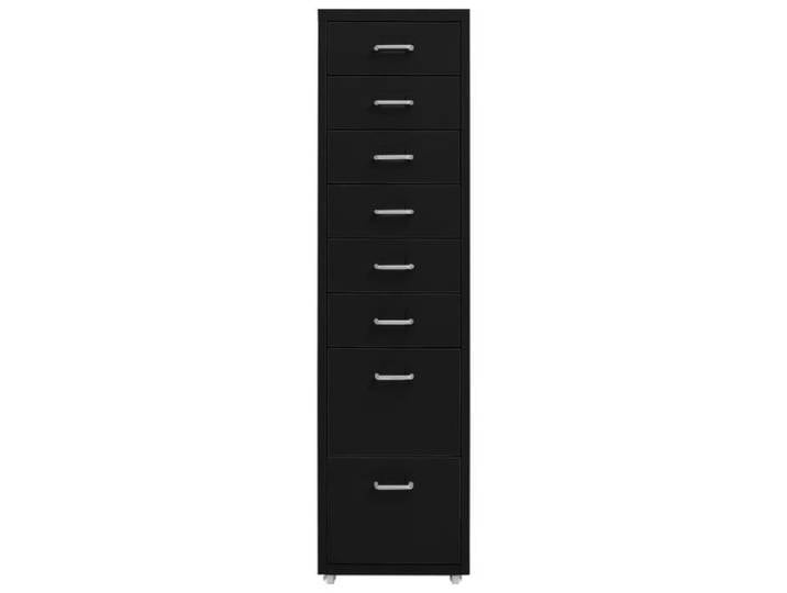 Armoire de bureau - OVONNI - Classeur mobile Noir 28x41x109 cm - 8 tiroirs - Métal