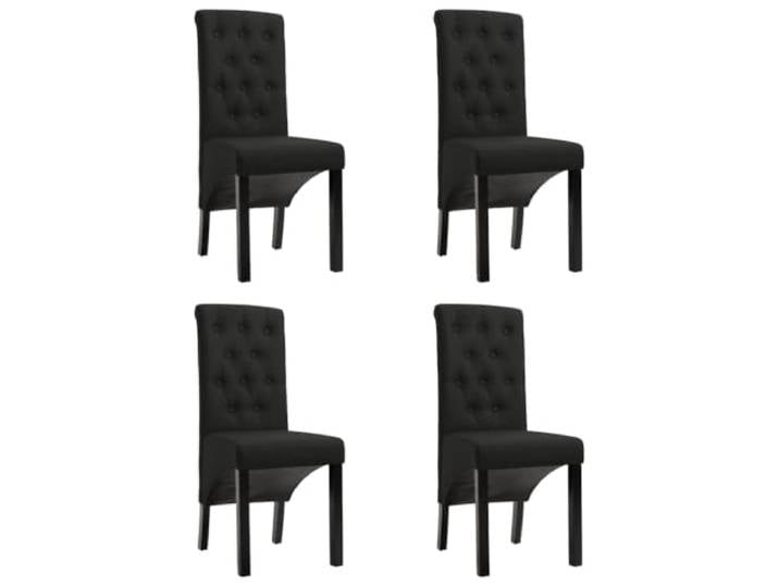 4 Stk. Esszimmerstühle mit Stoffbezug in Schwarz, Stabile Holzbeine, Schwarzer Stoffbezug, dicke Polsterung, robuste Holzbeine, ergonomische Form, leichte Montage, belastbar bis 110 kg