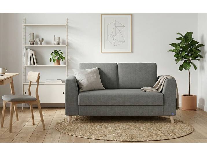 BRUNO Schlafsofa 120cm in Dunkelgrau Klassik stabiles Massivholz & Boxspringkomfort