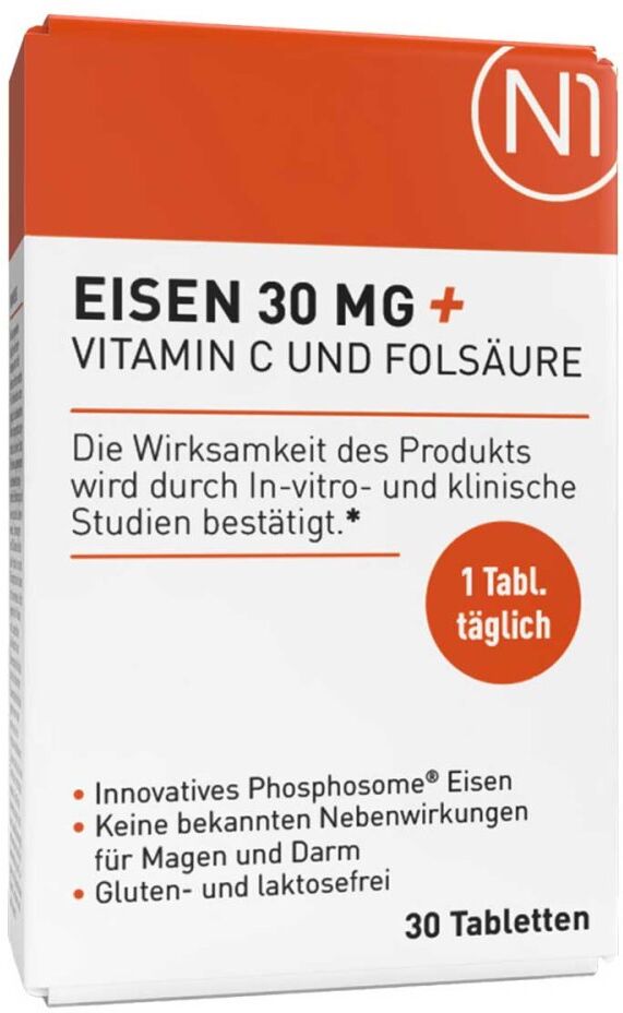 N1 Eisen 30mg + Vitamin C & Folsäure Tabletten 30stk