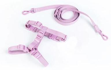 Inspired Finds Macaron Color Adjustable Dog Harness & Leash Set For Small To Medium Dogs lavender l