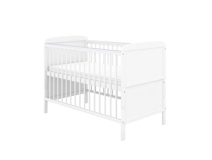 Baby-Delux Babybett Natalie, Kinderbett Gitterbett 140x70 weiß mit Beißschienen, Matratze umbaubar