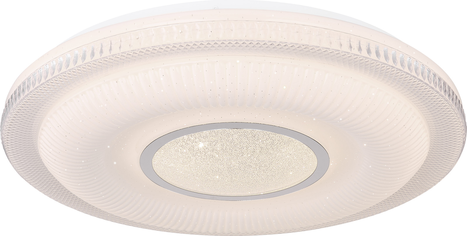 Globo Lighting LED-plafondlamp Magnifique wit chroom Ø 50cm dimbaar met afstandsbediening