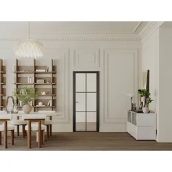 Tür-Set - wendbar - Aluminium & Sicherheitsglas - 204 x 93 cm - Schwarz - SEROTO