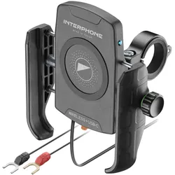 Interphone Crab - Universelle Halterung mit kabelloser Ladefunktion, Smartphone Halterung, Schwarz