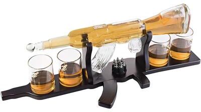 Classic Touch "Gun Decanter with 4 Glasses - 5""L x 5""W x 5""H"