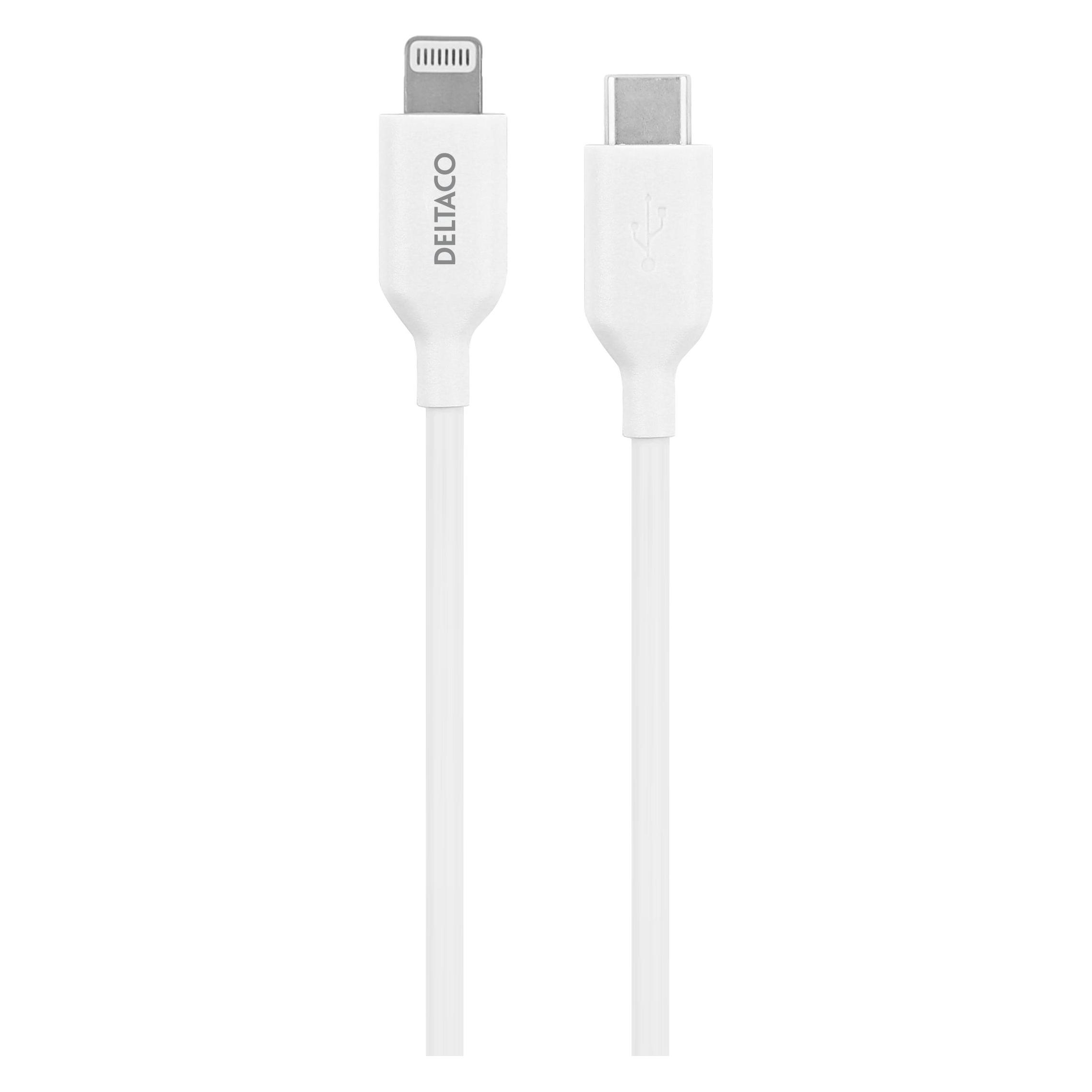 Deltaco Lightning cable USB-C - Lightning, 1m, Apple C94 chipset FSC-labeled package, white (1 m, USB 2.0) (IPLH-451)