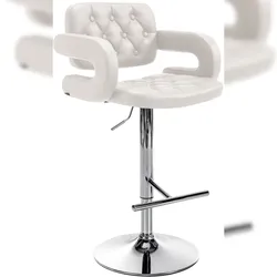 Décoshop26 - Barhocker x1 modernes Design Sitzfläche mit weißem Kunstlederbezug Chromgestell 10_0005807 10_0005807