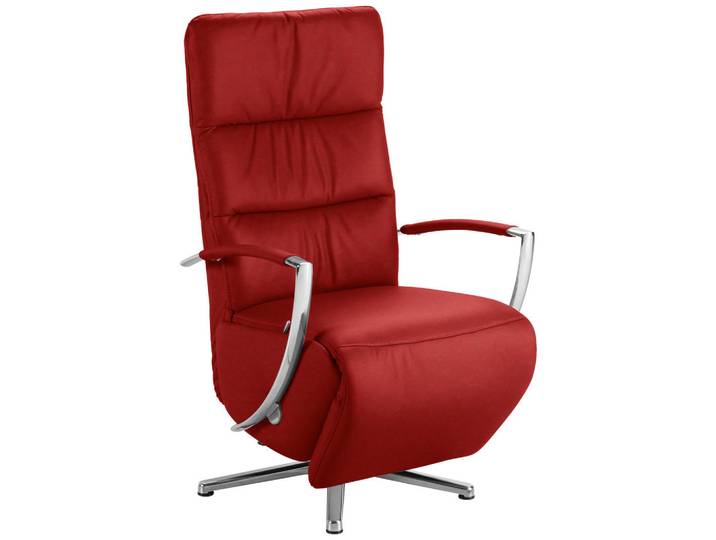 Cantus Relaxsessel, Rot, Metall, Echtleder, Color-Finish-Leder, 64x112x80 cm, Goldenes M, Fußauswahl, Lederauswahl, Stoffauswahl, Relaxfunktion, Herz-Waage-Funktion, Wohnzimmer, Sessel, Ledersessel