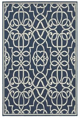 Style Haven Martinique Trellis Indoor Outdoor Blue/Off-White Rug